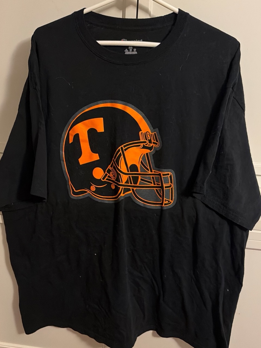 Champion Black and orange Tennessee volunteer helmet T-Shirt